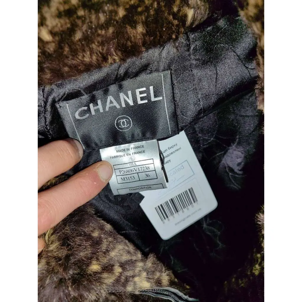 Chanel Rabbit Cropped Jacket Brown Cotton Very good - Box View