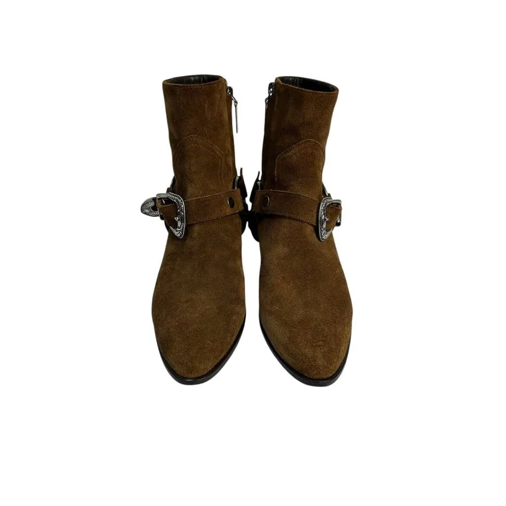 Saint Laurent WEST HARNESS Western Ankle Boots Brown Suede Very good - Inside View