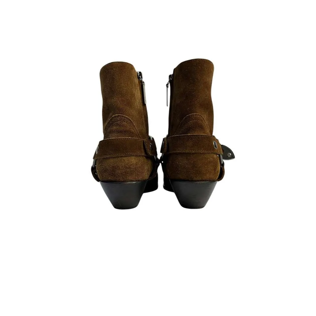 Saint Laurent WEST HARNESS Western Ankle Boots Brown Suede Very good - Model View