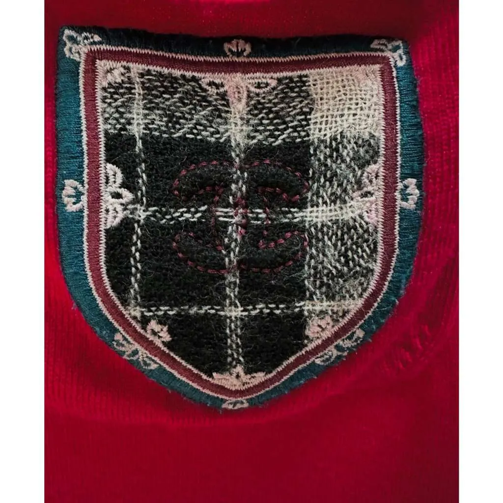 Chanel 2013 Crest Patch Sweater Tunic Red Cotton Very good - Inside View