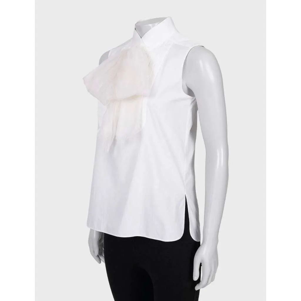 Chanel Bow Blouse White Cotton Very good - Back View