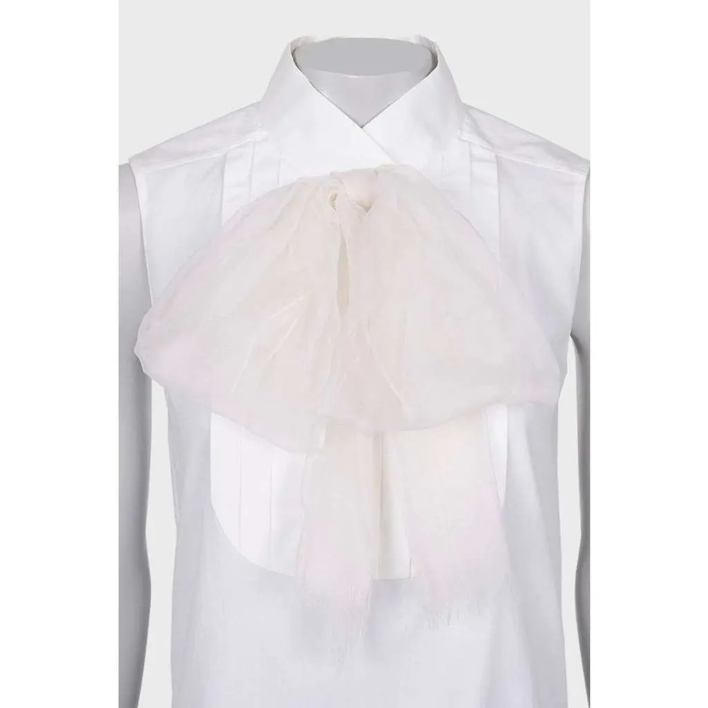 Chanel Bow Blouse White Cotton Very good - Box View