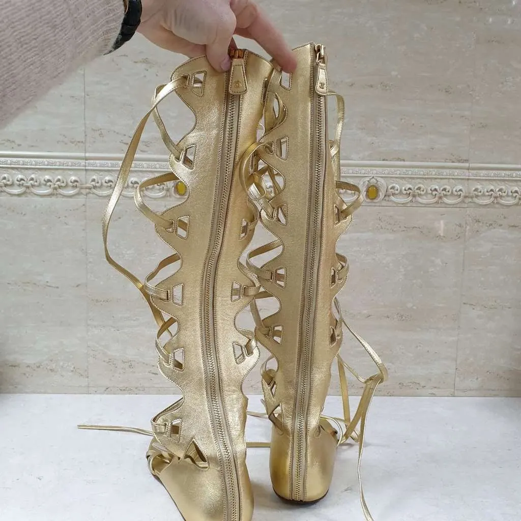 Chanel Gladiator Sandals Gold Leather Very good - Inside View