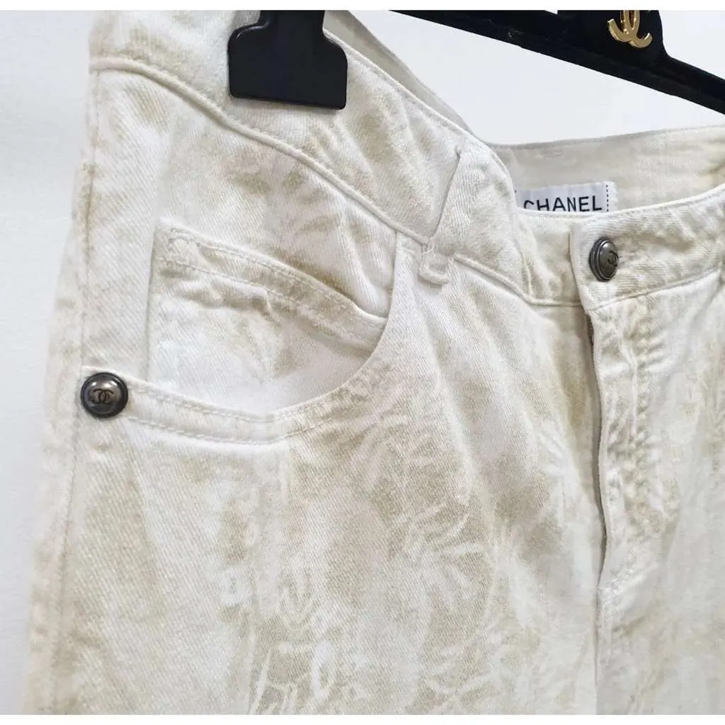 Chanel Camélias Print Jeans Black Cotton Good - Back View