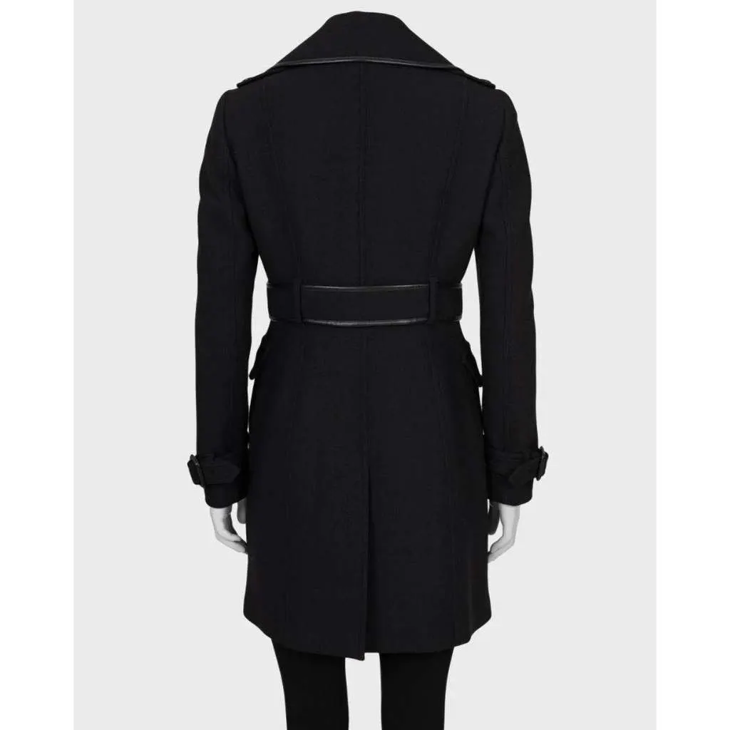 Burberry Double Breasted Blend Coat Black Wool Very good - Inside View