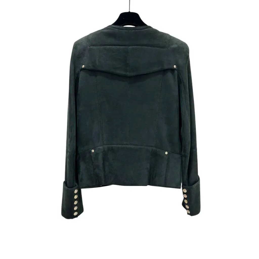 Balmain Biker Jacket Green Shearling Very good - Back View
