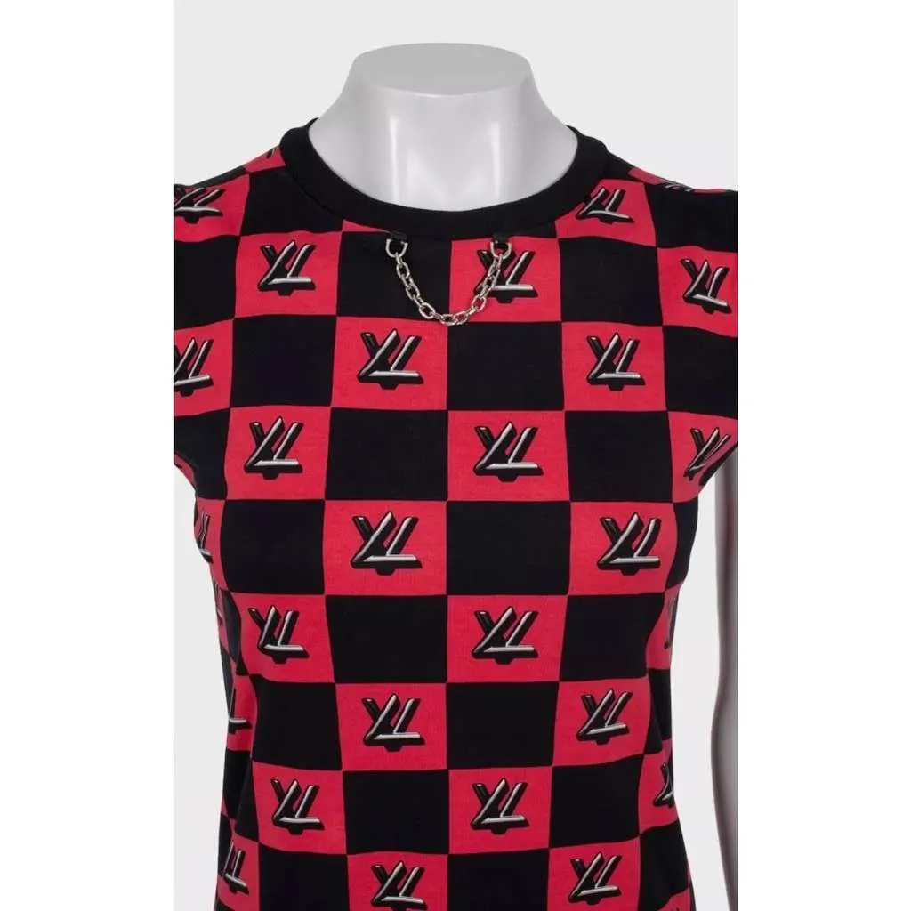 Louis Vuitton Monogram Check Dress Black Cotton Very good - Model View