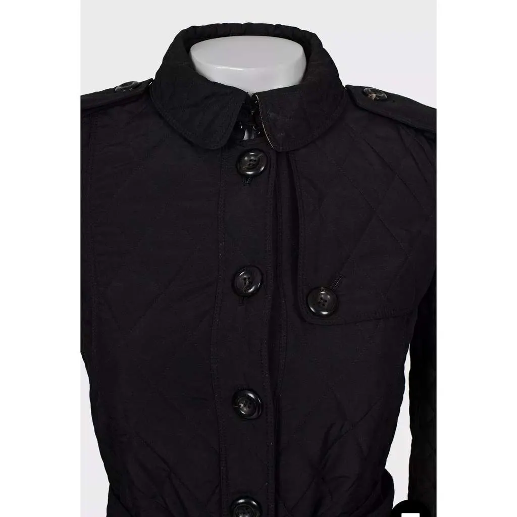 Burberry Quilted Belted Coat Black Very good - Model View