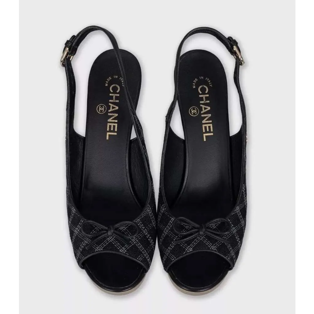 Chanel Slingbacks Black Leather Very good - Back View