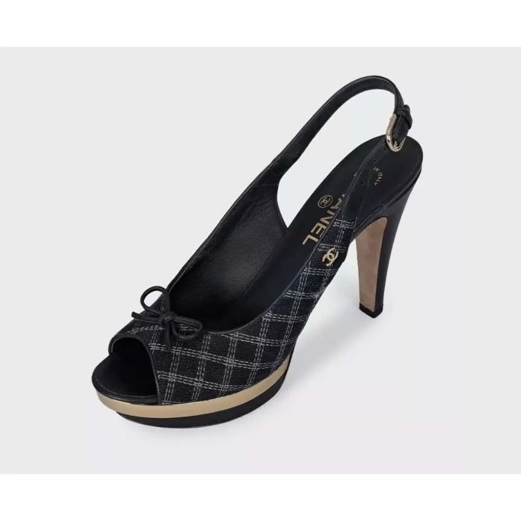 Chanel Slingbacks Black Leather Very good - Inside View