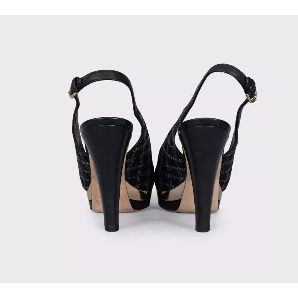 Chanel Slingbacks Black Leather Very good - Model View