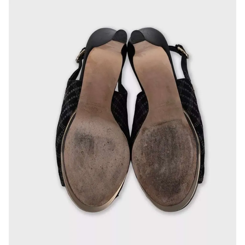 Chanel Slingbacks Black Leather Very good - Box View