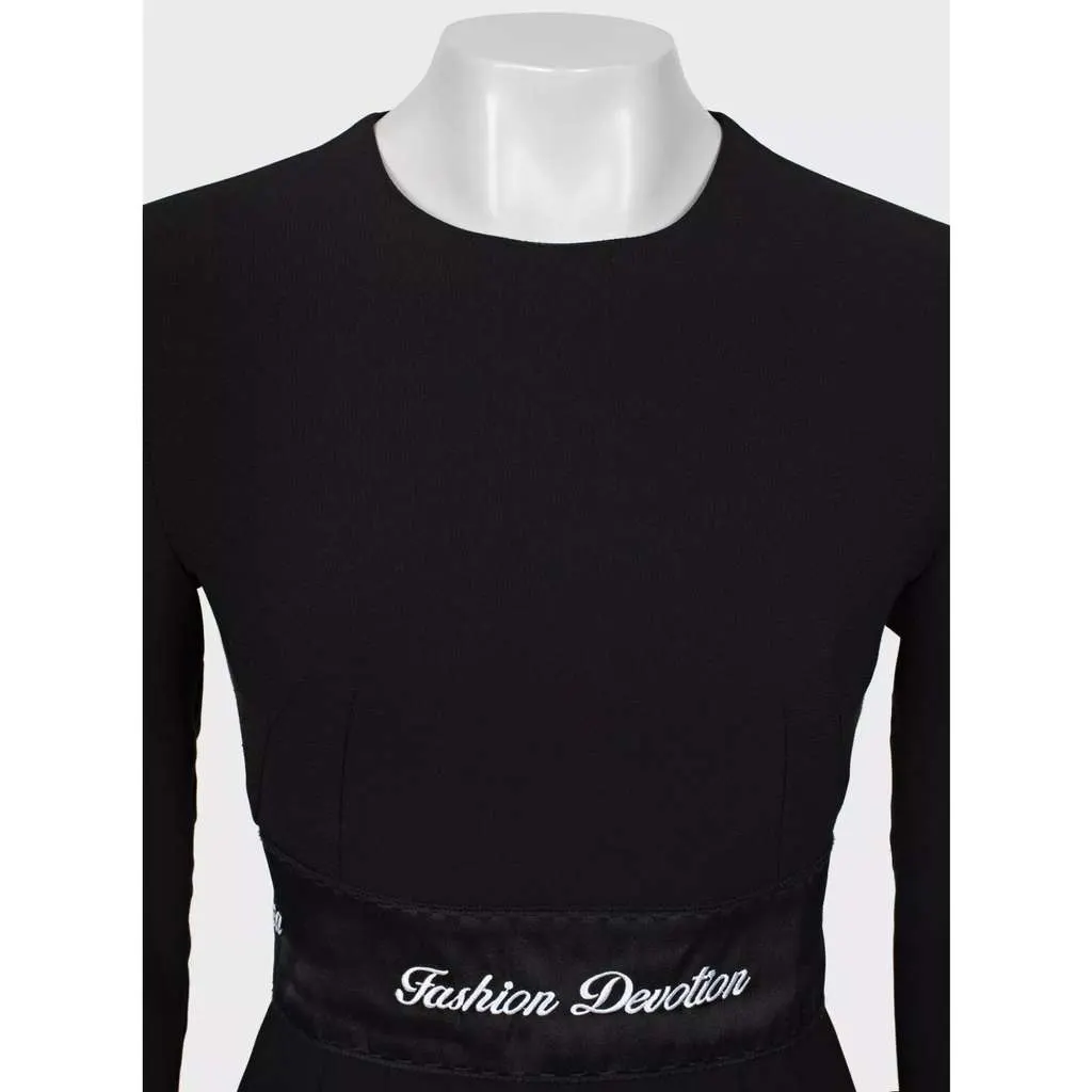 Dolce & Gabbana Embroidered Midi Dress Black Wool Very good - Model View