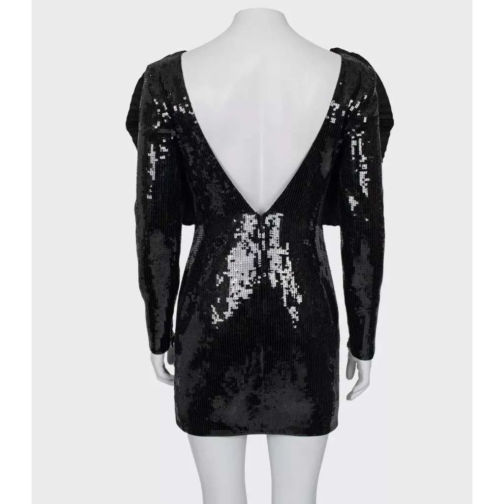 Saint Laurent Sequin Dress Black Silk Very good - Inside View