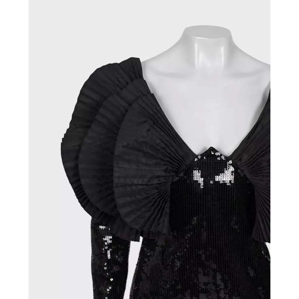 Saint Laurent Sequin Dress Black Silk Very good - Model View