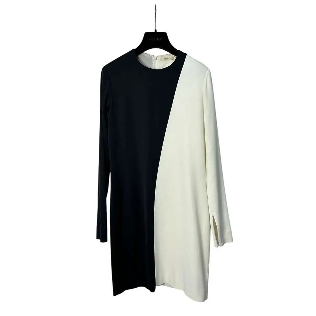 Celine Refined Mini Dress Black Cotton Very good - Model View