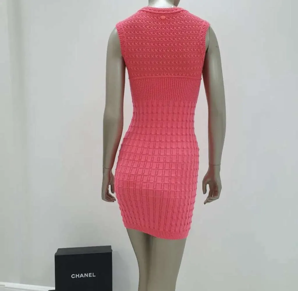 Chanel Dark Mini Dress Pink Cotton Very good - Inside View