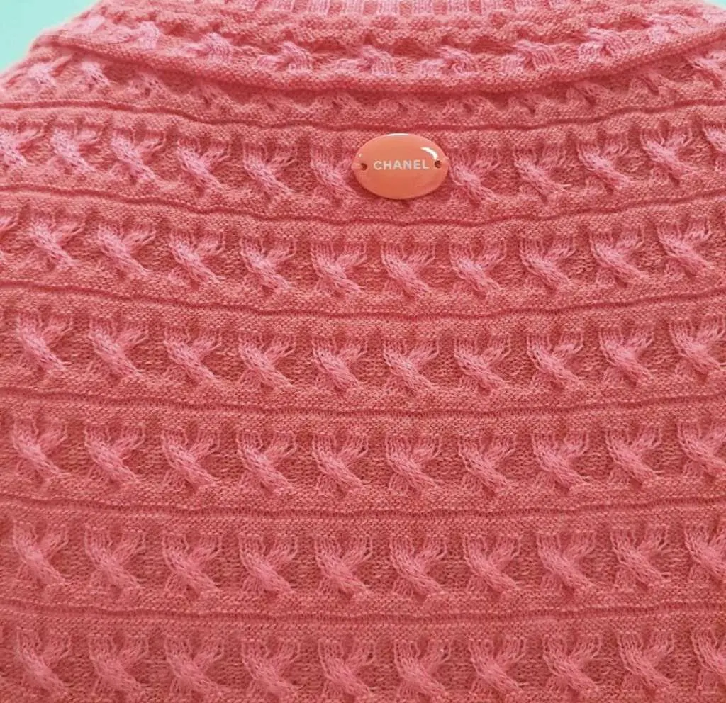 Chanel Dark Mini Dress Pink Cotton Very good - Model View