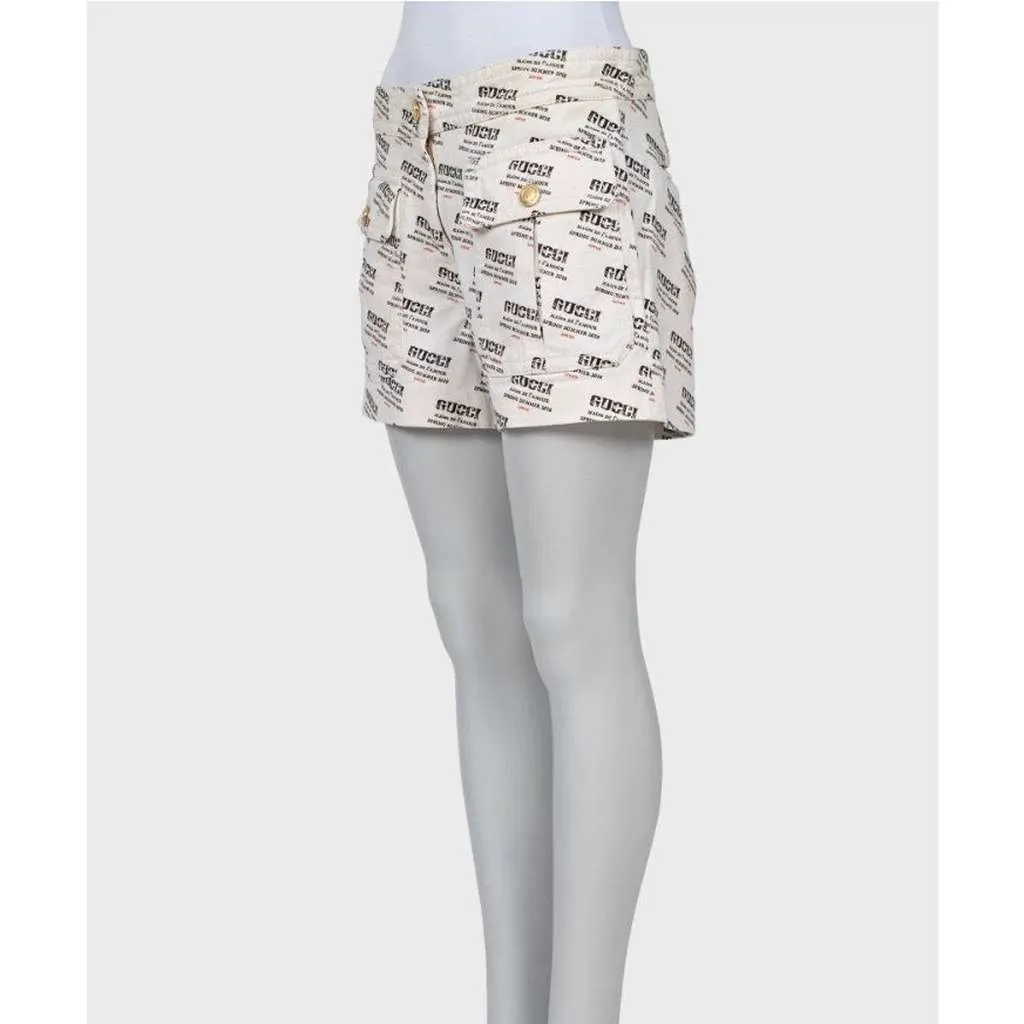 Gucci Signature Print Shorts Size W28 White Cotton Very good - Back View