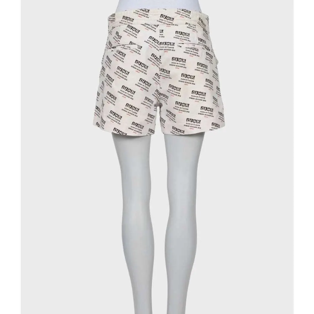 Gucci Signature Print Shorts Size W28 White Cotton Very good - Inside View