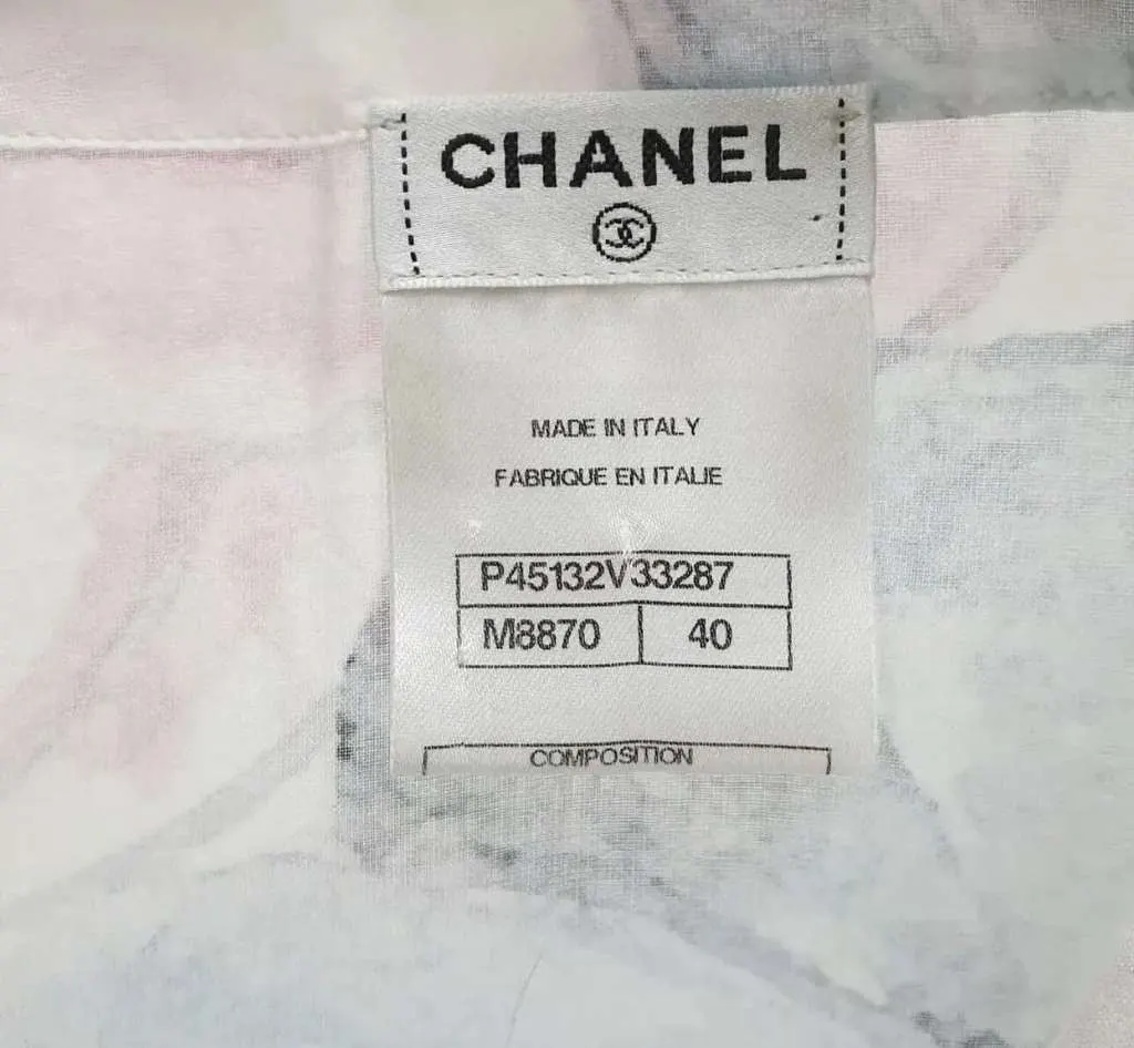 Chanel Floral Print Ruffle Blouse MultiColor Cotton Very good - Model View