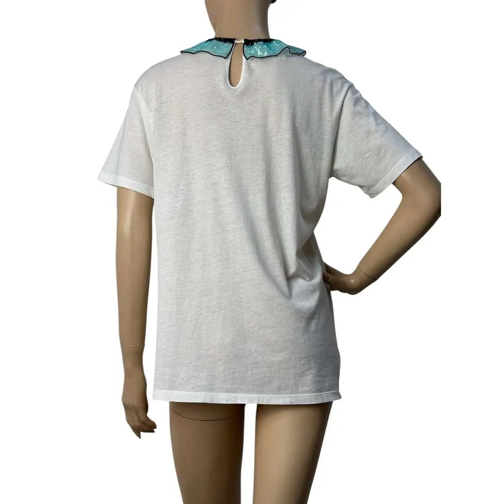 Gucci Embroidery Sequin Collar T shirt Black Cotton Very good - Back View