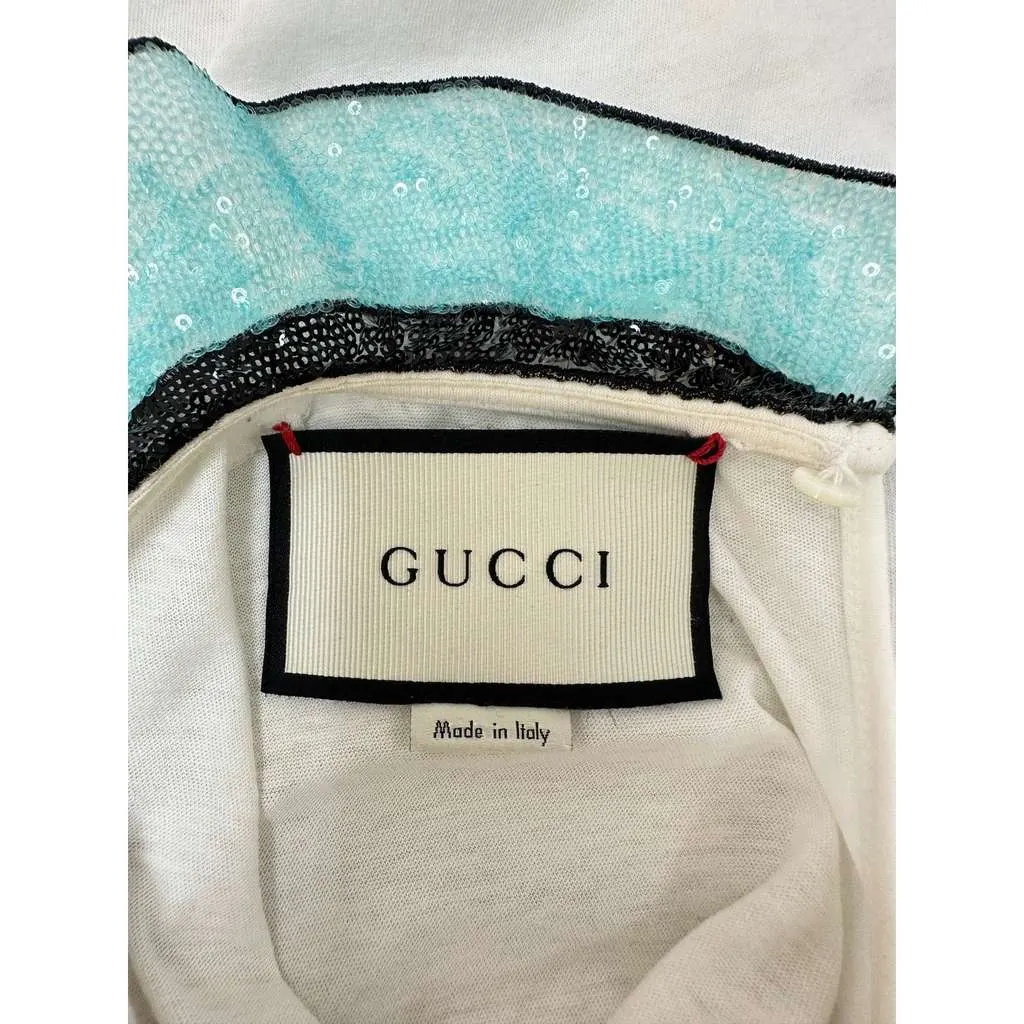 Gucci Embroidery Sequin Collar T shirt Black Cotton Very good - Box View