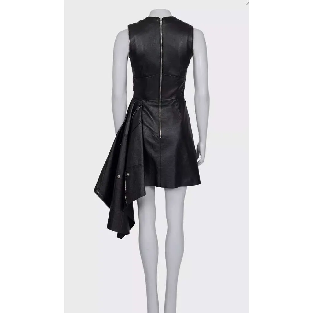 Alexander McQueen Asymmetric Dress IT Black Leather Very good - Inside View