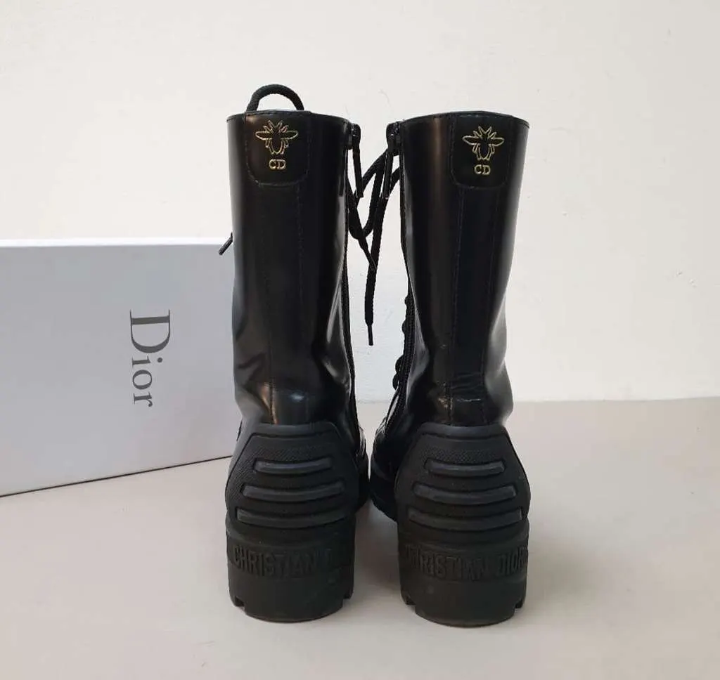 Dior Combat Boots Black Leather Very good - Back View