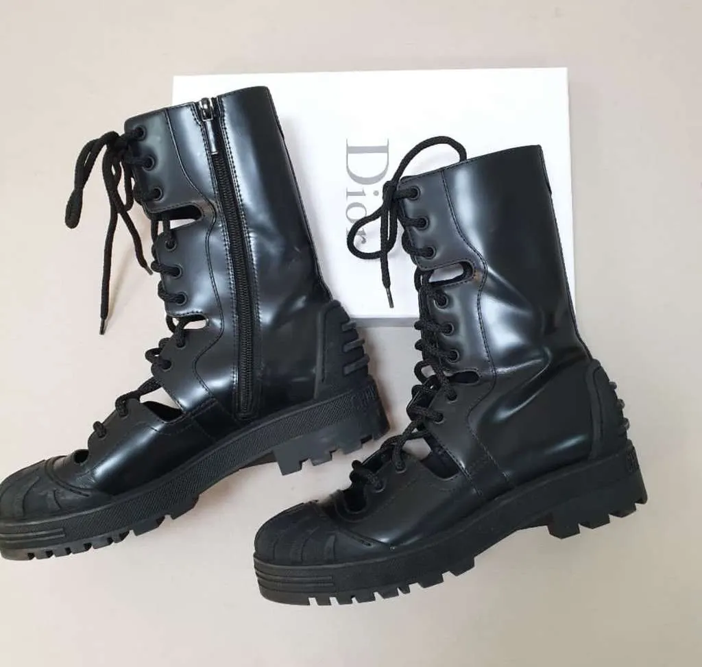 Dior Combat Boots Black Leather Very good - Model View