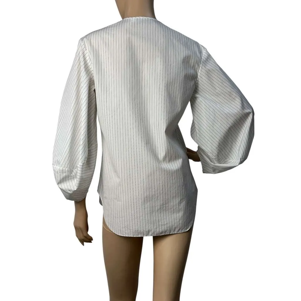 Dior Christian Striped Voluminous Sleeves Shirt Black Cotton Very good - Back View