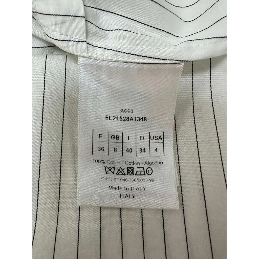 Dior Christian Striped Voluminous Sleeves Shirt Black Cotton Very good - Box View