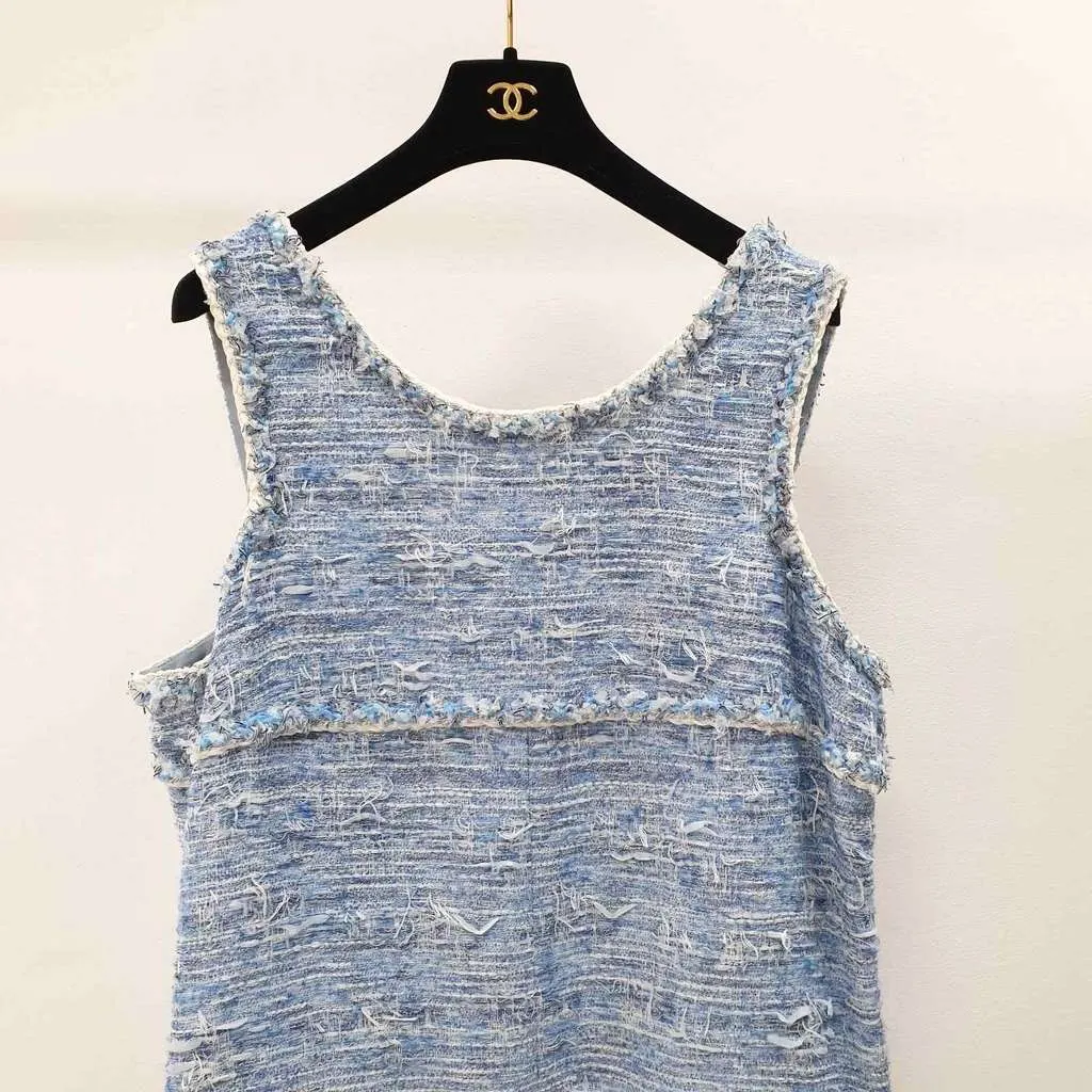 Chanel Fantasy Fringed Dress Spring 2015 Black Tweed Very good - Back View