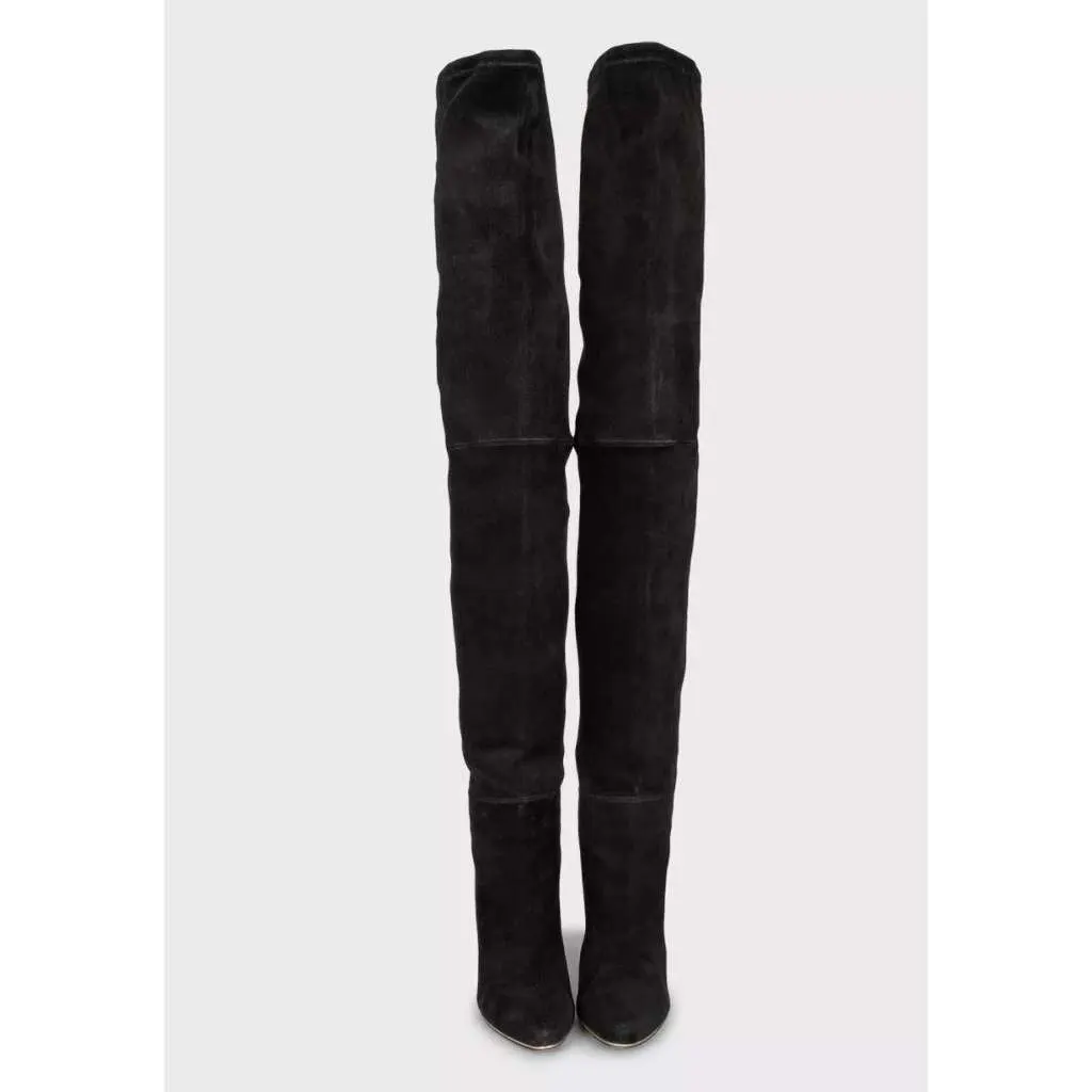 Balmain Over the Knee Boots Blue Suede Very good - Back View