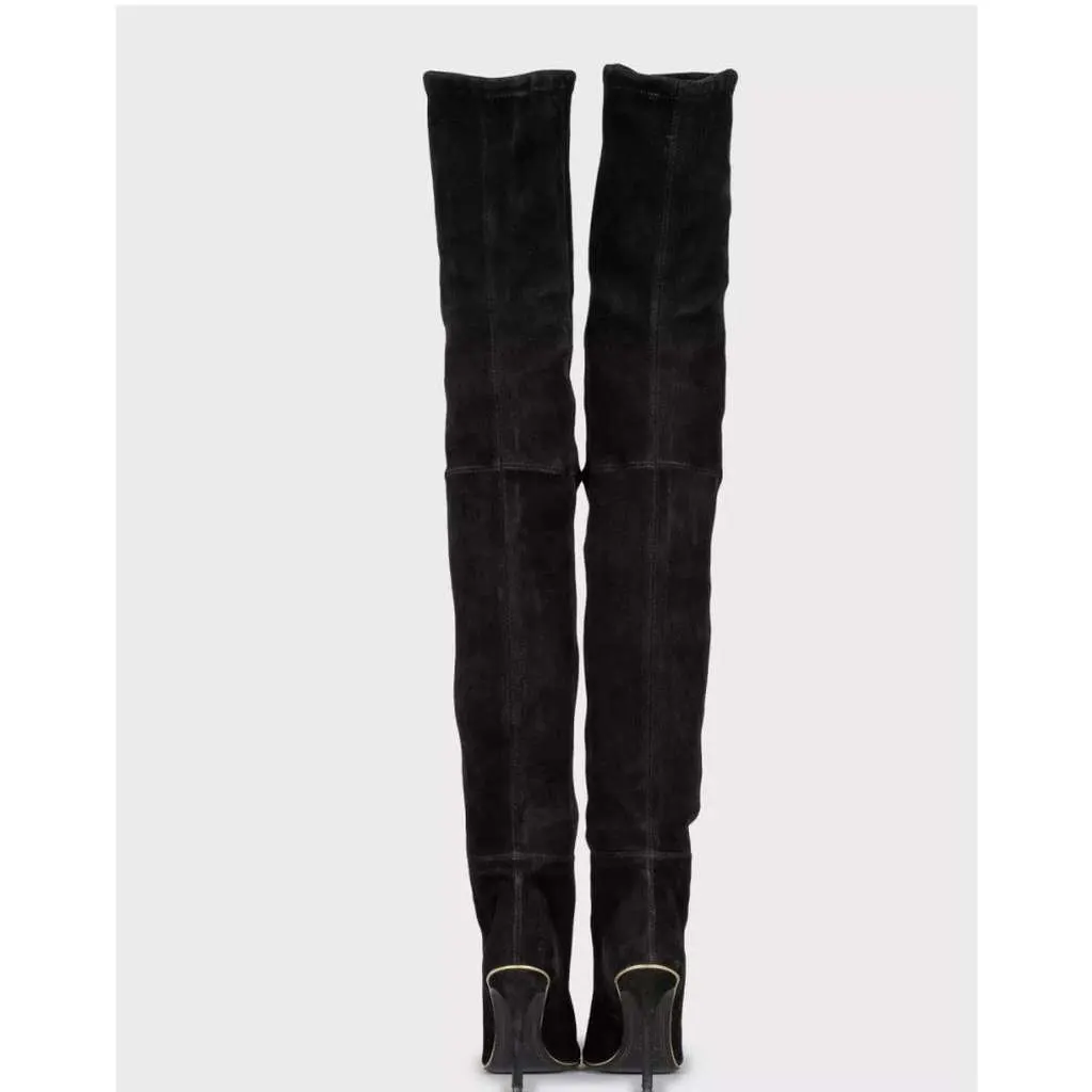 Balmain Over the Knee Boots Blue Suede Very good - Box View