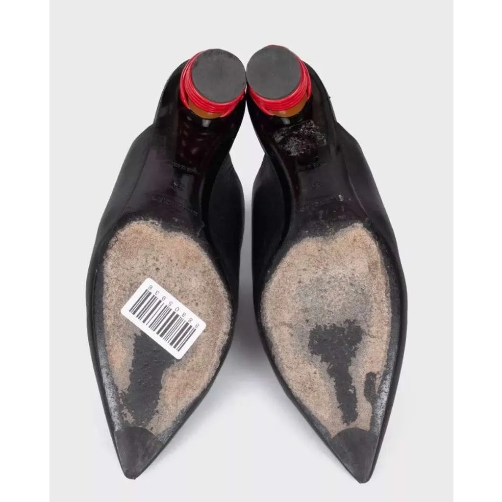 Balenciaga Pointed Toe Mules Black Leather Good - Box View