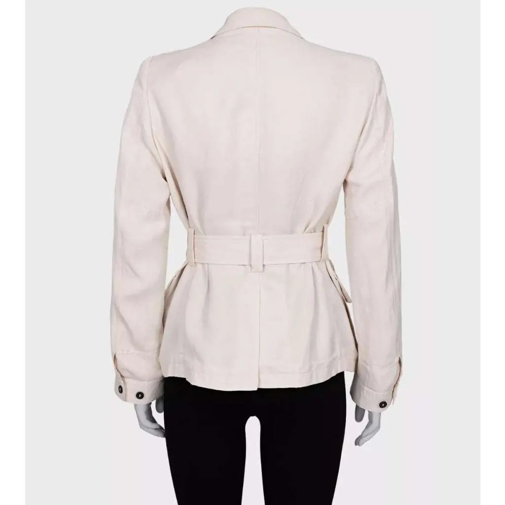 Tom Ford Single Breasted Jacket with Belt White Silk Very good - Inside View
