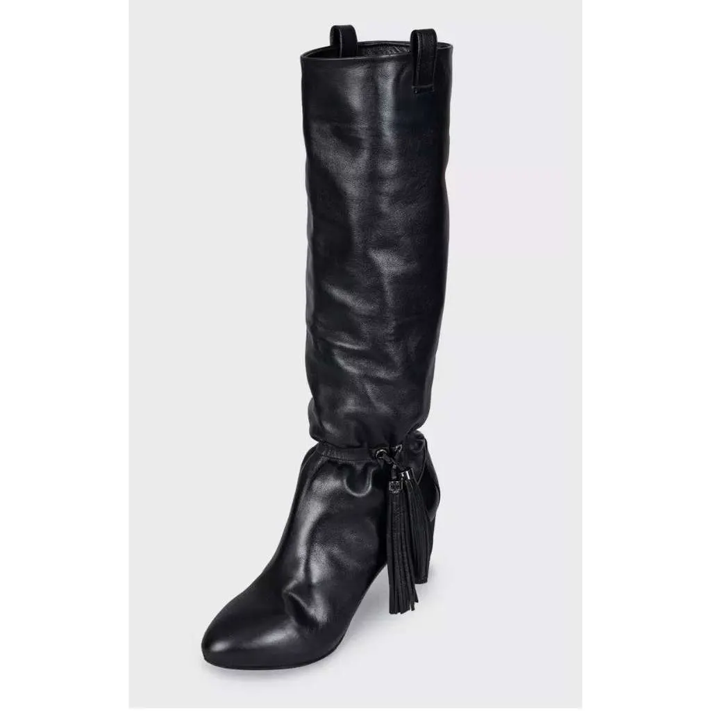 Celine Fringe Tapered Boots Black Leather Very good - Inside View