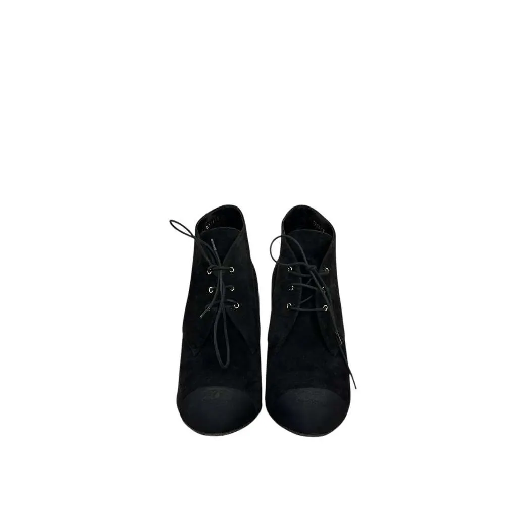 Chanel Lace Up Booties Black Suede Very good - Back View