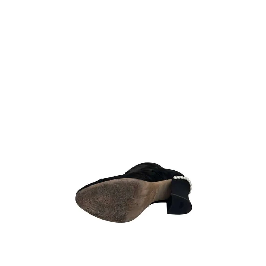 Chanel Lace Up Booties Black Suede Very good - Box View