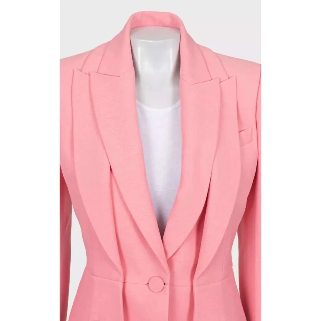 Alexander McQueen Double Collar Blazer Pink Silk Very good - Model View