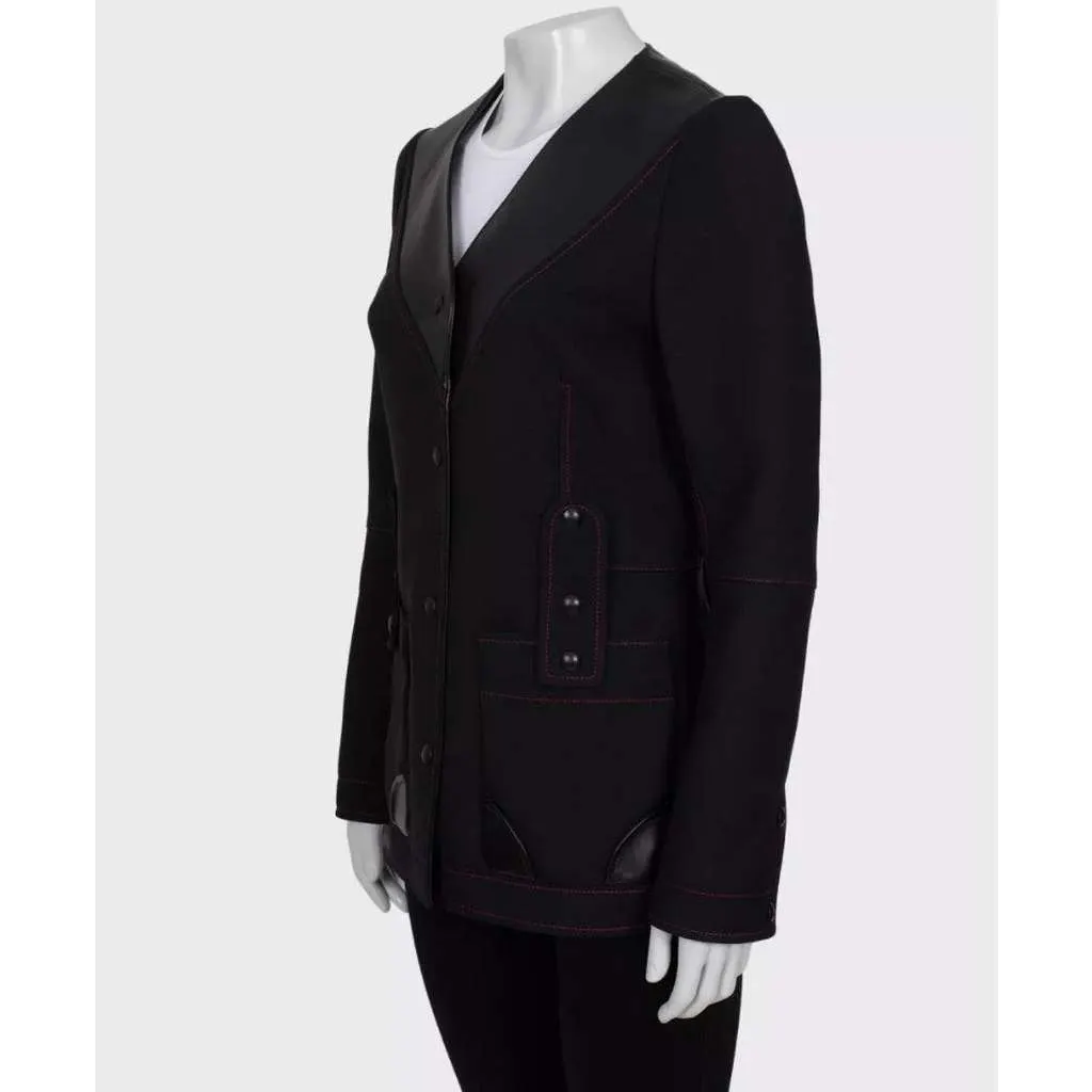 Louis Vuitton BlackLeather Collar Jacket Black Very good - Back View
