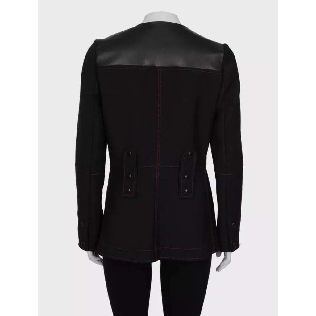 Louis Vuitton BlackLeather Collar Jacket Black Very good - Inside View