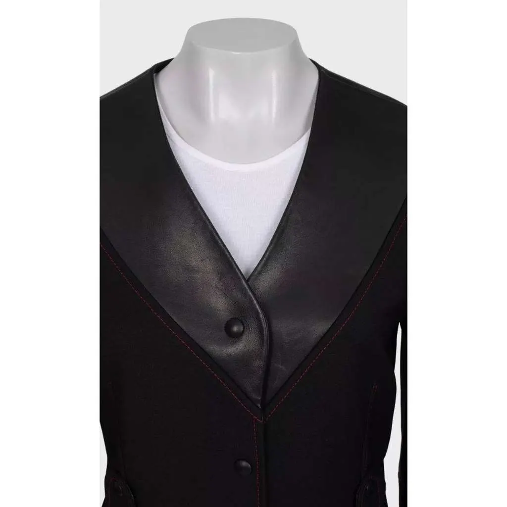 Louis Vuitton BlackLeather Collar Jacket Black Very good - Model View