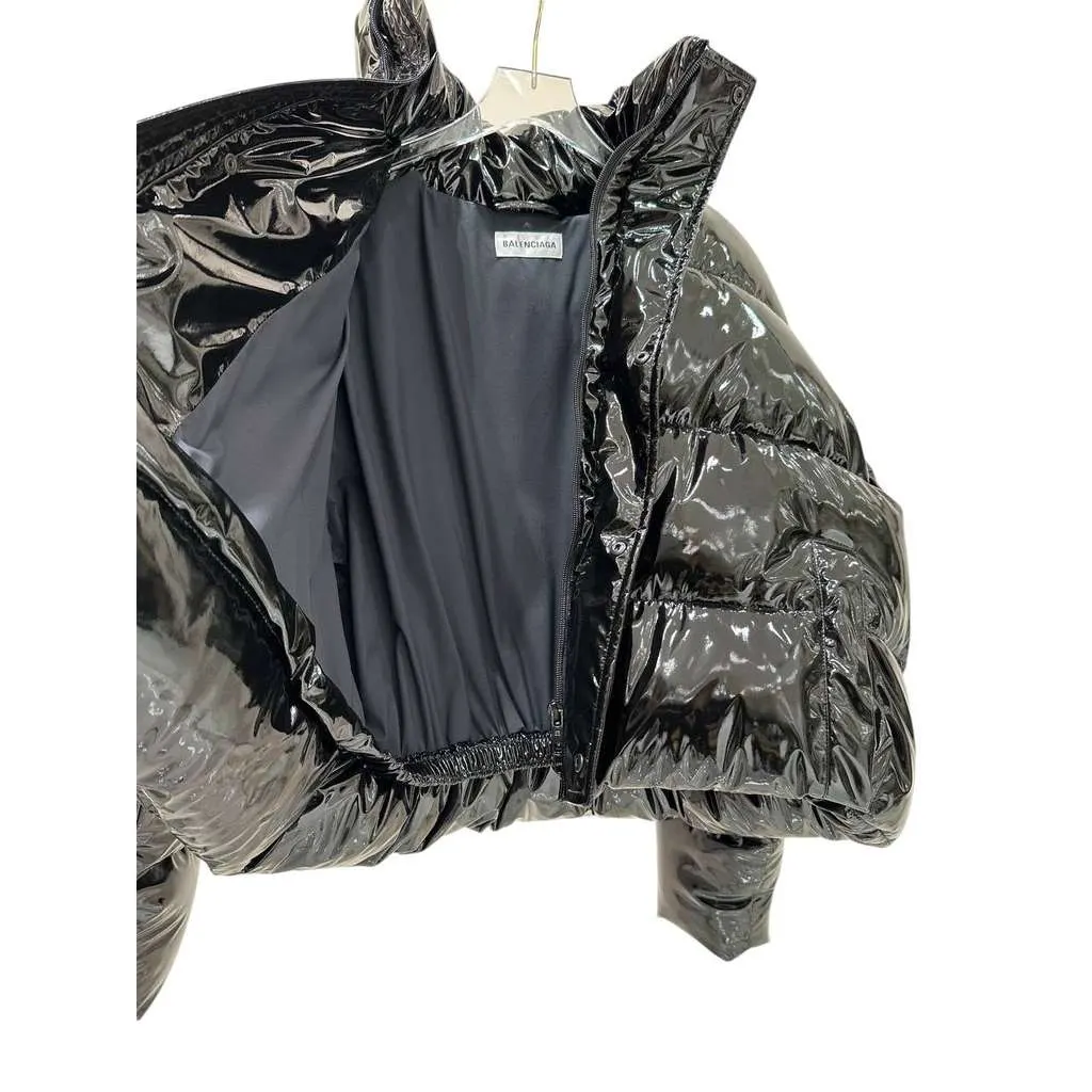 Balenciaga Lacquered Puffer Jacket Black Cotton Good - Inside View