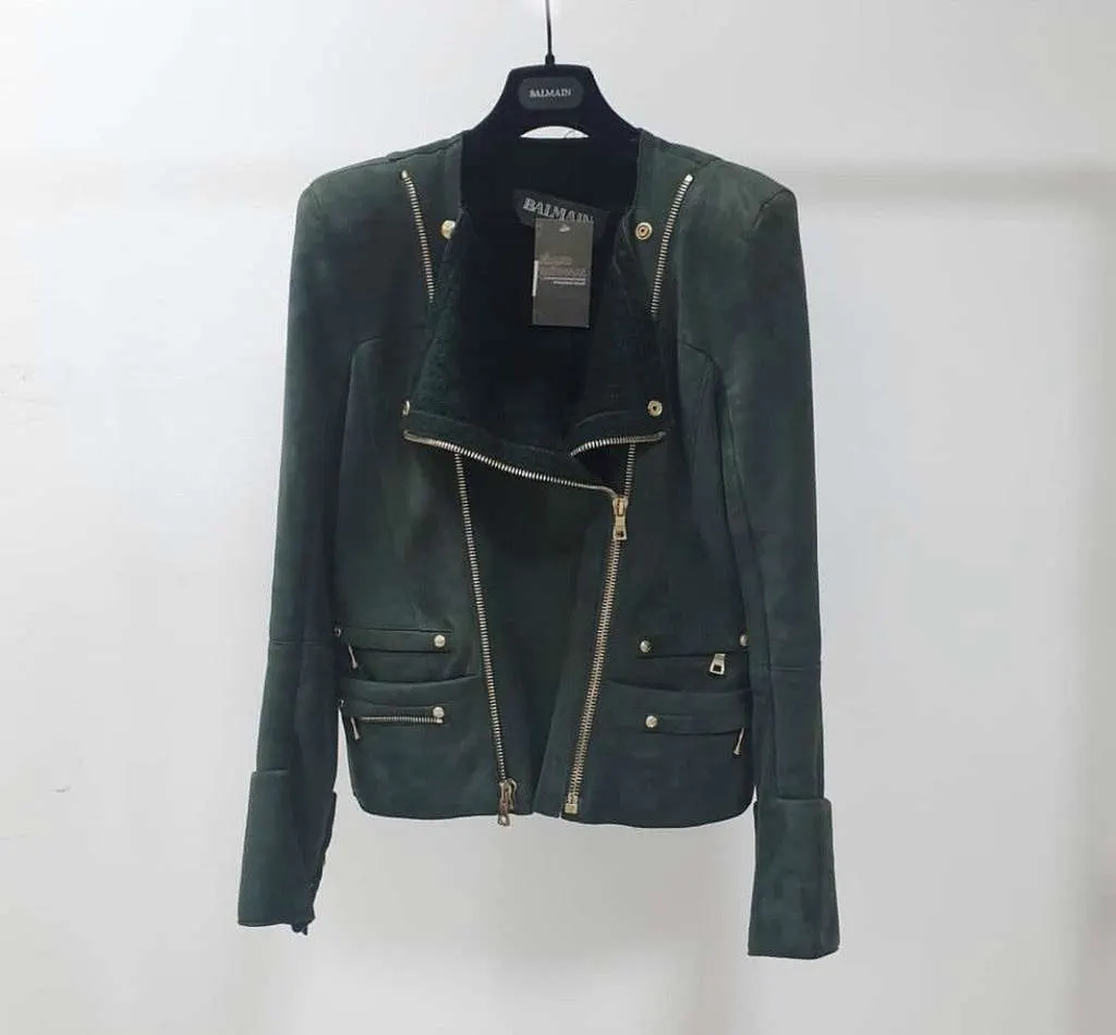 Balmain Biker Style Jacket Jacket Green Shearling Very good - Inside View