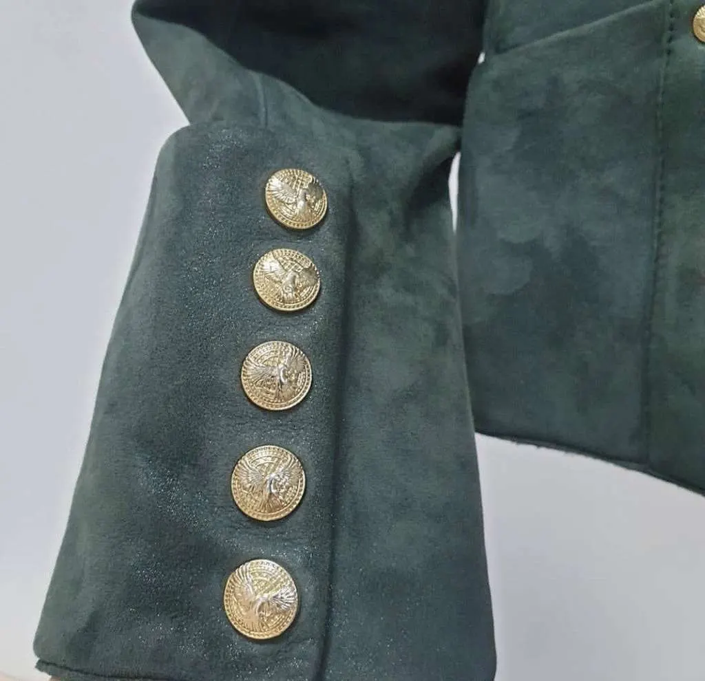 Balmain Biker Style Jacket Jacket Green Shearling Very good - Box View