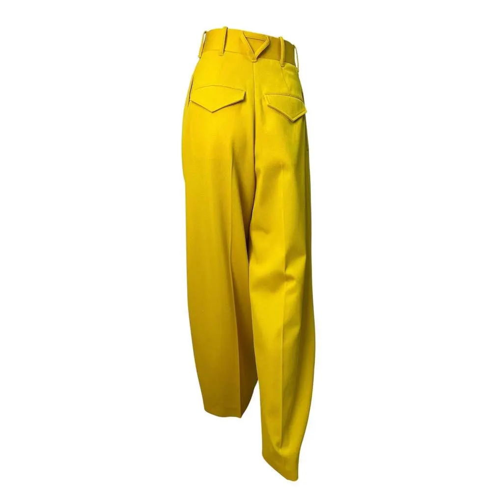 Bottega Veneta High Waisted Trousers Pants Yellow Wool Very good - Back View