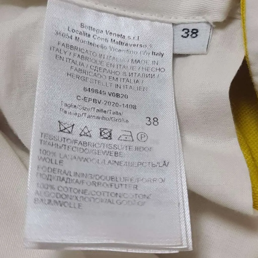 Bottega Veneta High Waisted Trousers Pants Yellow Wool Very good - Box View