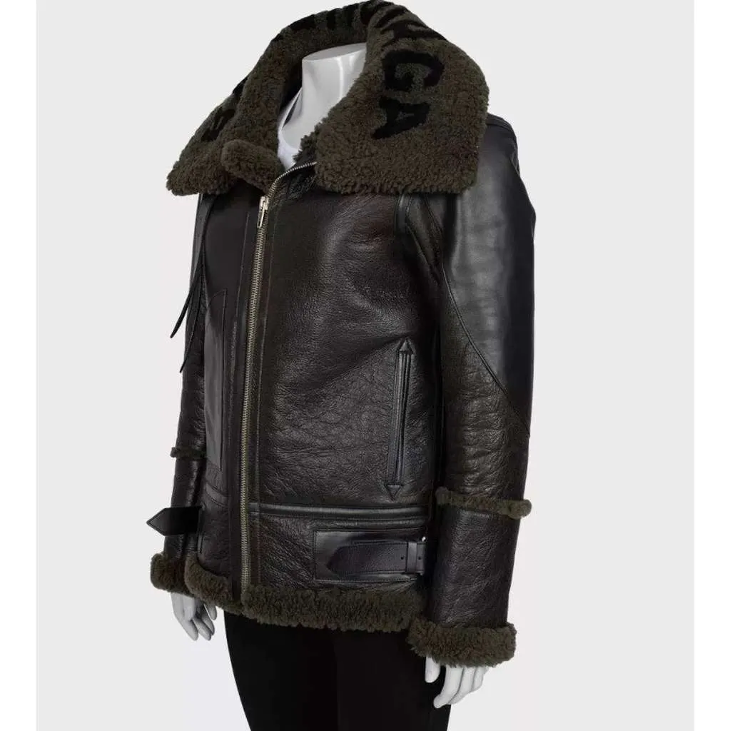 Balenciaga Sheepskin Oversized Coat Green Cotton Very good - Back View